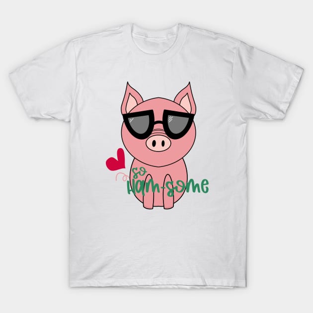 Handsome Ham-Some Pigs with Sunglasses -  Handsome Enough T-Shirt by alcoshirts